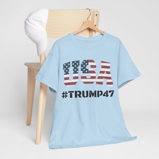 USA #TRUMP47 Heavy Cotton Tee Cotton T-Shirt - Loose Fit, Comfortable Short Sleeve Tee