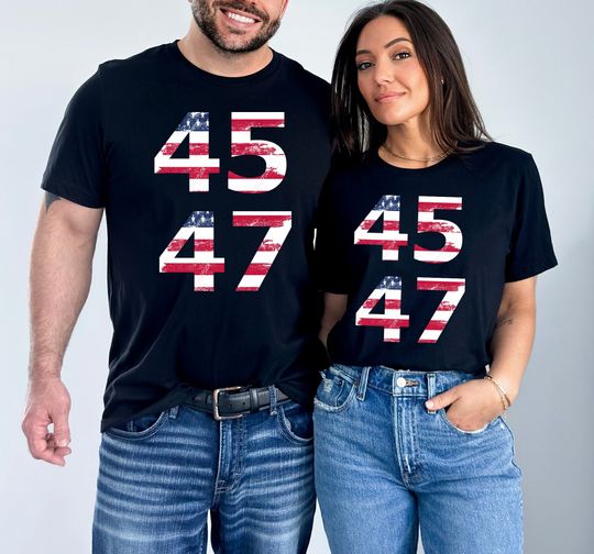 Trump Shirt,Trump  45 47 Shirt,Donald Trump Cotton T-Shirt - Loose Fit, Comfortable Short Sleeve Tee