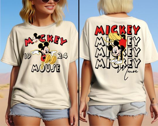 Discover Disney Mickey Mouse Est 1924 Shirt, Retro Mickey 2side Shirt, Disney Family Trip 2024 Tee, Disneyland Vacation Shirt