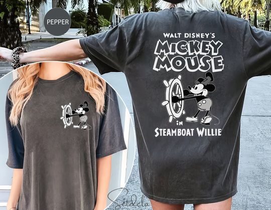 Mickey Mouse Steamboat Willie Disney Cruise Shirt, Personalized Disney Family Vacation Cruise Trip, Vintage Classic Mickey Two Sided Cottton T-shirt