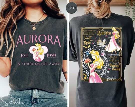 Retro Aurora Princess Shirt, Sleeping Beauty Shirt, Vintage Disney Princess Shirt, Disney Aurora Shirt, Disney Girl Trip Cotton Two-Sides For Family Shirt