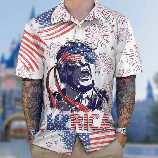 No More Bullsh*t Trump Make 4th July Great Again 4th July Hawaiian Shirt, Patriotic America, Men Short Sleeve Regular Fit, Summer Button Up Shirt