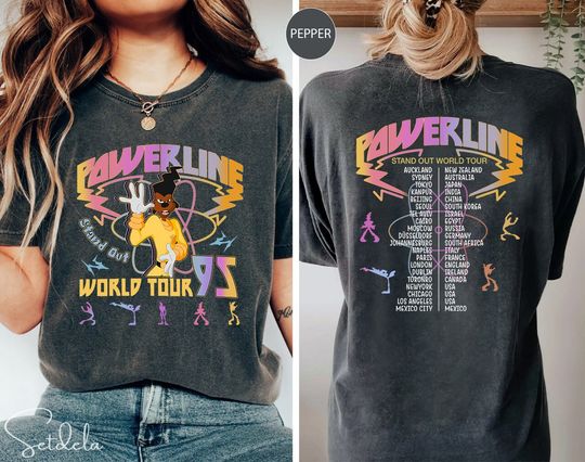 Stand Out Tee, Two-Sides Powerline 95 Cotton Shirt, Retro Disney A Goofy Movie Powerline Stand out World Tour 95' Shirt, A Goofy Movie Shirt, Disneyland Trip Summer