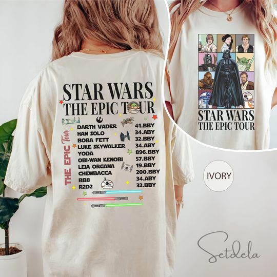 Starwars The Epic Tour 2 Sides Cotton Shirt, Retro Galaxy's Edge Characters Short Sleeve Shirt, Starwars Family Matching Shirt, Disneyland Shirt