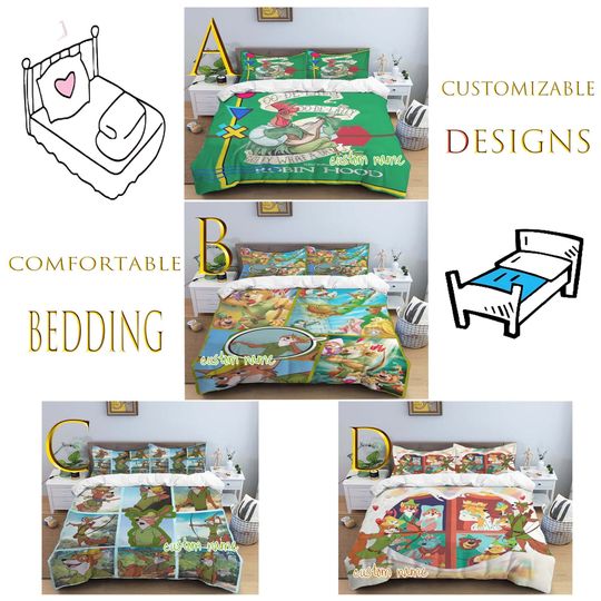 Personalized Disney Robin Hood Three Piece Bedding Set