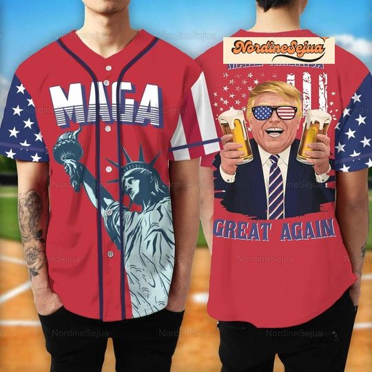 Personalized Trump Make America Great Again Baseball Jersey, Donald Trump Jersey, Fourth Of July Shirt, American Flag Shirt, Independen shirt