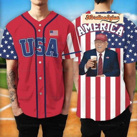 4th Of July Baseball Jersey, Donald Trump Patriotic America Fourth Of July Baseball Tee, Independence Day, Unisex Jersey