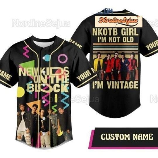 Vintage Personalized NKOT Block Girl Im Not Old Im Baseball Jersey, 90s Boy Band, Classic Rock Concert, Regular fit Fabric polyester Shirt