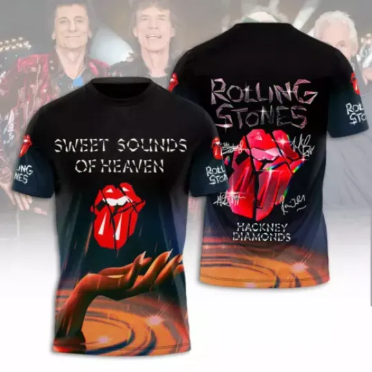 Rolling Stones Hackney Diamonds Tour 2024 3D Polyester T-Shirt, Rolling Stones Concert 2024 Shirt, Music Tour 2024 Shirt, Gifs For Fan