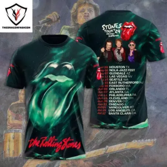The Rolling Stones Hackney Diamonds Tour 2024 3D Polyester T-Shirt, Music Festival T-Shirt, Rock And Roll Shirt, Gifs For Fan