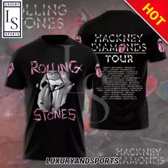 Rolling Stones Hackney Diamonds Tour 2024 3D Polyester T-Shirt, Hackney Diamonds Tour 2024 Shirt, Music Festival Shirt, Gifs For Fan