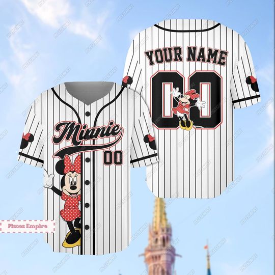 Disney Minnie Baseball Shirt, Minnie Mouse Jersey Shirt Comfortable Short Sleeve