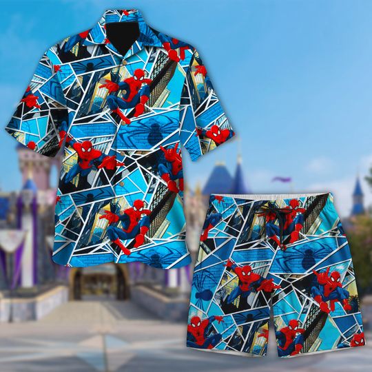 Iconic Hero Pose Aloha Shirt, Comics Spider Superhero Comfortable Tee for Men, Women, Kids - Trending Street Fashion