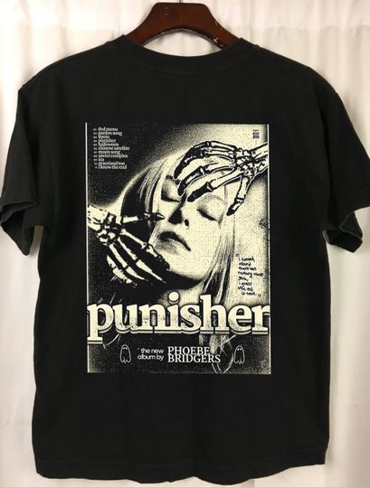 Vintage  Phoebe Bridgers Punisher Moon Song Retro T shirt, Short Sleeve Casual Cotton tshirt