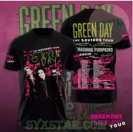 2024 Green Day Band Tour 2024  Polyester Tshirt, Green Day 3D Shirt,  Music Band Shirt, Music Tour 2024 Shirt, Gifs For Fan