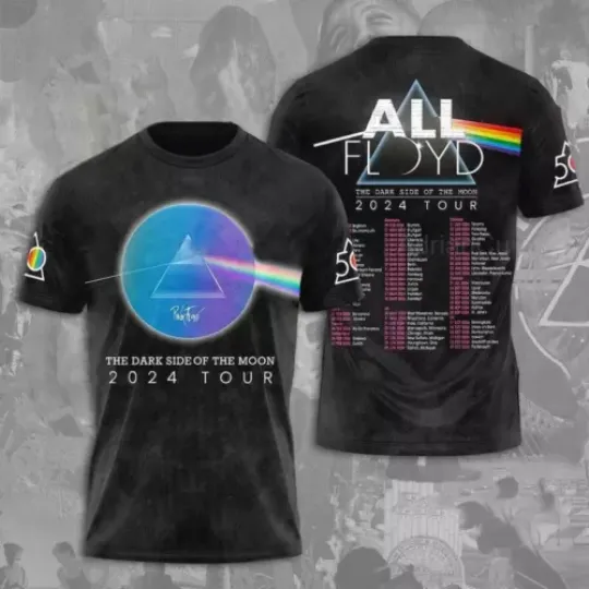 Pink Floyd The Dark Side Of The Moon 2024 Tour Polyester Shirt, Pink Floyd 3D T-shirt, Pink Floyd Tour 2024 Shirt, Pink Floyd Concert 2024 Shirt, Gifs For Fan