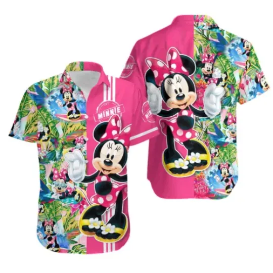 Minnie Mouse Hawaiian Shirt, Funny Minnie Mouse Beach Summer Button Down Shirt, Comfortable Short Sleeves