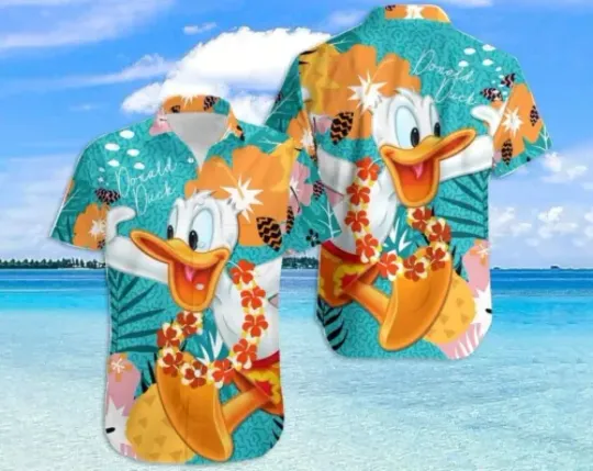 Donald Duck Hawaiian Shirt, Donald Duck Beach Summer Shirt, Donald Duck Shirt, Comfortable Short Sleeves