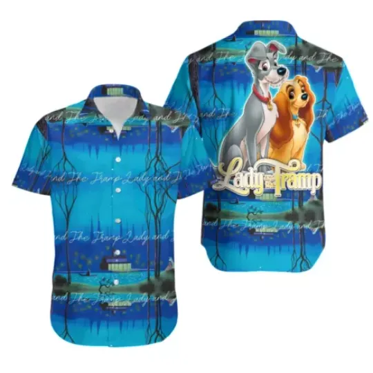 Lady and the Tramp Hawaiian Shirt, Lady and the Tramp Dogs Beach Summer Shirt, Comfortable Short Sleeves