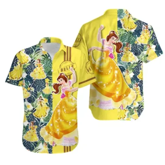 Disney Belle Princess Hawaiian Shirt, Beauty and the Beast Beach Summer Shirt, Comfortable Short Sleeves