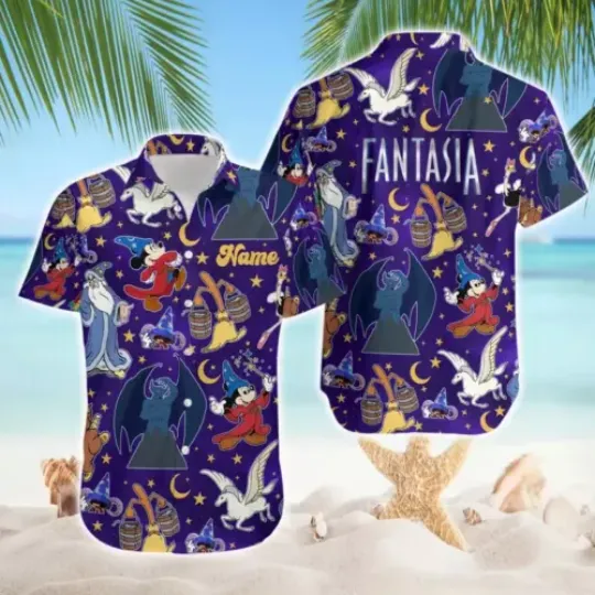 Discover Mickey Fantasia Sorcerer Hawaiian Shirt, Mickey Hawaii Shirt, Comfortable Short Sleeves