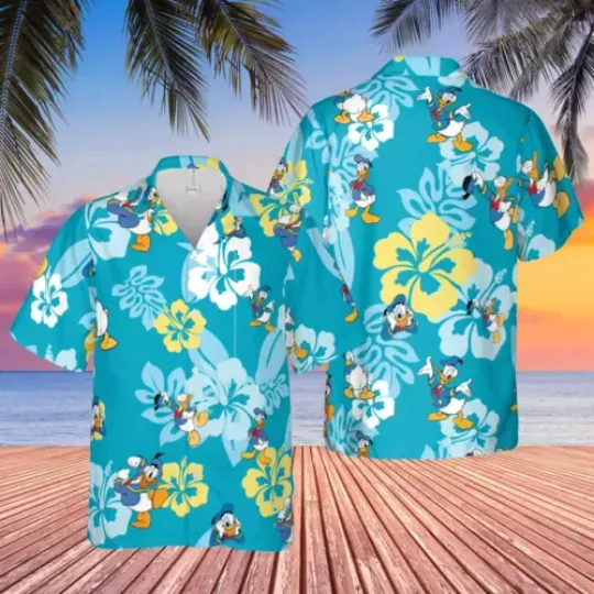 Funny Donald Duck Hawaiian, Tropical Short Sleeve Button Hawaiian Shirt, Summer Men's Shirt