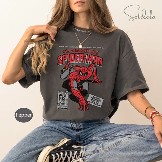 Vintage 90s Marvel The Amazing Spider Man Cotton Shirt, Retro Spiderman Comic, MCU Fans Gift, Marvel Avengers Spiderman T-shirts