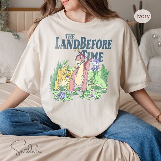 The Land Before Time Pastel Dinosaur Friends Cotton T-Shirt, Land Before Time Party Shirt, Land Before Time Decor Shirt, Dinosaur Party Shirt