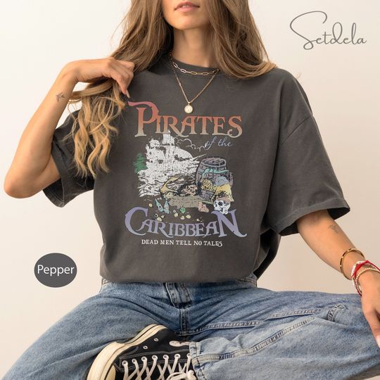 Vintage Pirates of the Caribbean Disneyland Cotton Tshirt, Disney Shirt, Dead Men Tell No Tales Shirt, Disneyland Shirt, Disney Shirt