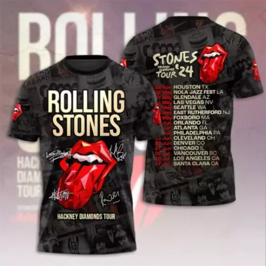 The Rolling Stones Hackney Diamonds Tour 2024 3D T-Shirt, Comfortable Short Sleeves
