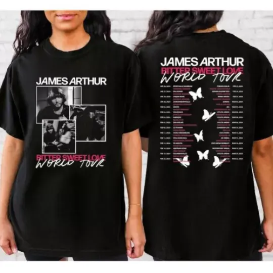 James Arthur Tour 2024 Double Sided Shirt, Casual Cotton Short Sleeve Two Sides Shirt, Music Tour Shirt for Fans