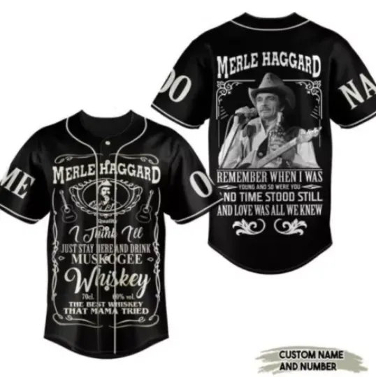 Merle Haggard Remember When I Was Young And So Were You Custom Jersey Shirt, Summer Casual Button Shirt, Music Lover Shirt