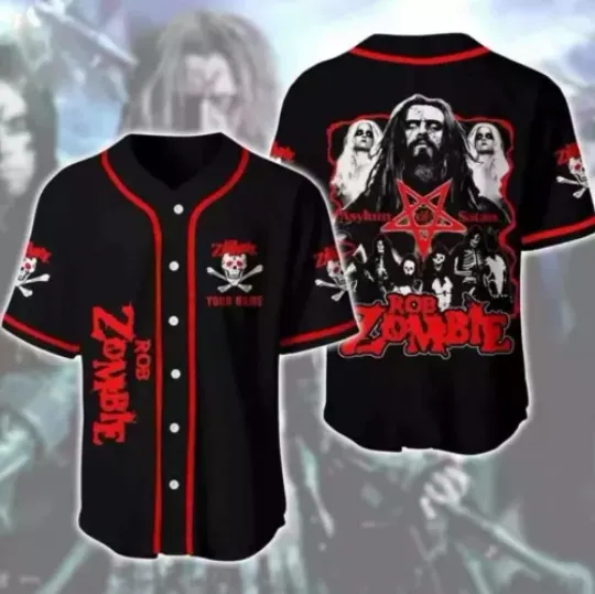 Personalized Rob Zombie Baseball Jersey Shirt, 2024 Music Tour Short Sleeve Shirt, Summer Casual Button Shirt, Music Lover Shirt
