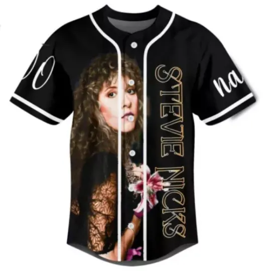 Stevie Nicks Custom Baseball Jersey, 2024 Music Tour Short Sleeve Shirt, Button Shirt, All Size Available