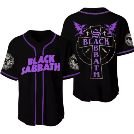 Black Sabbath Rock Band Baseball Jersey Shirt, 2024 Music Tour Short Sleeve Shirt, Button Shirt, All Size Available