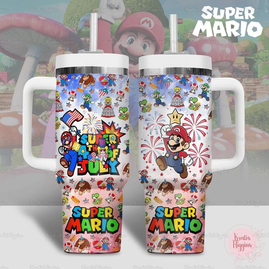 Super Mario Tumbler 40oz, Peach Princess Tumbler Cup, Toad Yoshi Insulated Tumbler, Super Mario Stainless Tumbler, Tumbler With Straw