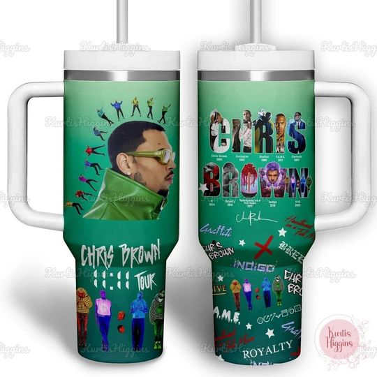 Chris Brown Tumbler 40 oz, Chris Brown 11 11 Tour 2024 Tumbler Cup, Chris Brown Steel Tumbler, Chris Brown Stainless Tumbler
