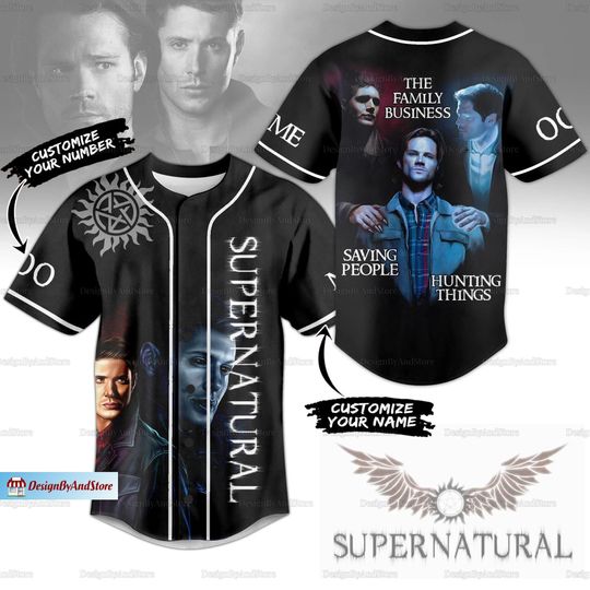 Custom Supernatural Jersey Shirt, Dean Winchester Short Sleeve Button Shirt For Men Women, Summer Casual Shirt, All Size Available