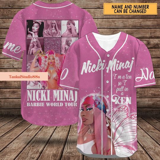 Personalized Nicki Minaj Jersey, Short Sleeve Button Shirt For Men Women, Summer Casual Shirt, All Size Available