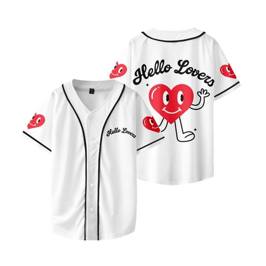 Niall Horan Hello Lovers Heart Short Sleeve Baseball Jersey, The Show 2024 Tour Jersey, Musician Short Sleeve Button Shirt For Unsex, Music Lover Gift