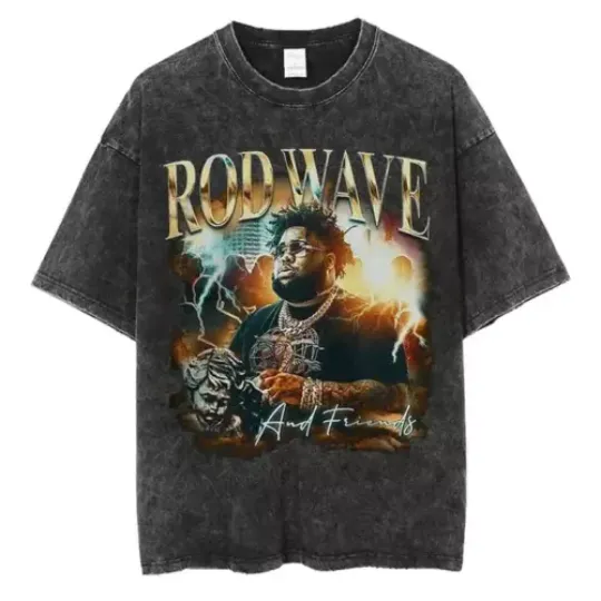 Rod Wave Graphic T-Shirt Hip Hop Rapper Poster Print Shirt Cotton Vintage Short