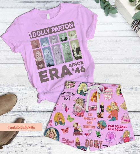 Dolly Parton Era Tour Inspiration T-shirt Pajamas Set, Women's Summer Comfortable Short Sleepwear, Dolly Parton Fan, Gift For Her
