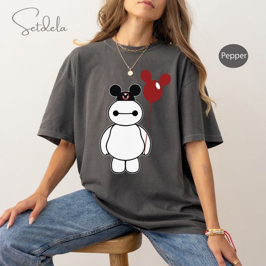 Retro Big Hero Baymax Cotton Shirt, Mickey Ears Shirt, Cute Baymax Shirt, Big Hero Six 6, Disneyworld Shirts, Disney Family Shirts