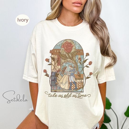 Vintage Tale as Old as Time Cotton Shirt, Retro Beauty and the Beast T-Shirt, Disney Princess Shirt, Belle Beauty Princess Tees