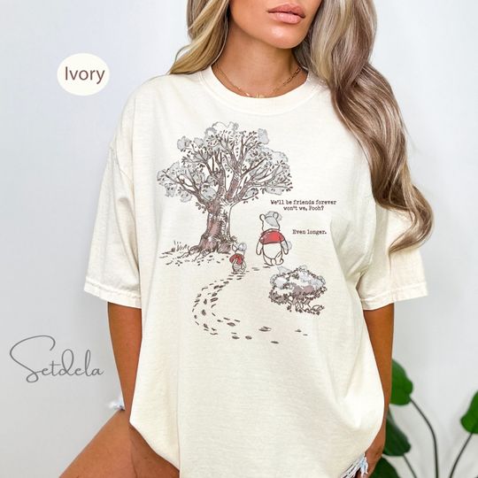 Vintage Pooh Bear & Piglet Always Friends Forever Cotton T-shirt, Disney Winnie The Pooh Bestie Matching Tee, Best Friends Disneyland Shirt