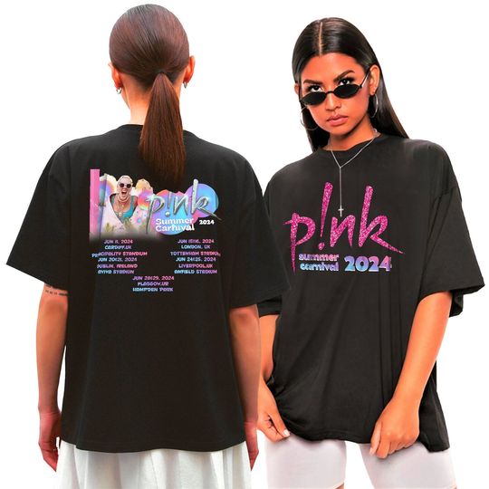 Pink Concert Tour T shirt Uk tour pink summer carnival 2024  pink singer summer, Cotton T-Shirt, Casual Short Sleeve Tee, Trending Fashion