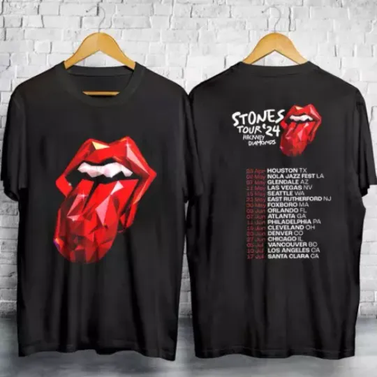 RARE   The Rolling Stones Tour 2024 Hackney Diamonds Unisex tee Shirt, Comfortable Short Sleeves