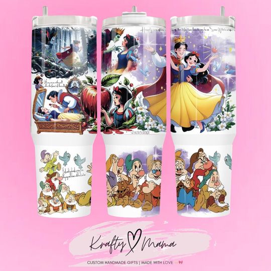 DISNEY SNOW WHITE Tumblers 40 oz With Handle, Cup Large Capacity Insulation and Cooling Car Cup