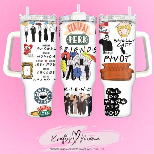 Central Perk Tumblers 40 oz With Handle, Cup Large Capacity Insulation and Cooling Car Cup