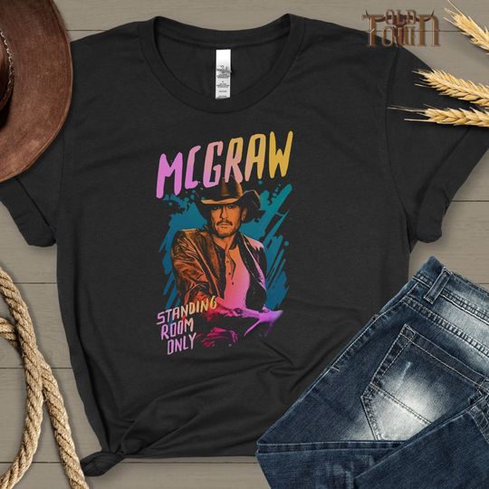 Western Shirt, Tim McGraw Tour Standing Room Only Color, Country Music Trendy Tshirt, Cotton T-Shirt, Casual Short Sleeve Tee, Trending Fashion